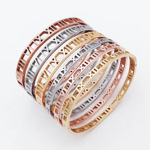 Load image into Gallery viewer, Hot Classic Design Hollow Roman Numeral Bracelets & Bangles Beautiful and Elegant Fine Jewelry for Women Stainless Steel Bangle