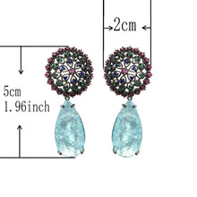 Load image into Gallery viewer, Fashion Blue Broken Cubic Zirconia Luxury Elegant Drop Bridal Earring for Women Vintgage Flower Wedding Jewelry