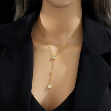 Load image into Gallery viewer, 316L Stainless Steel Roman Numeral Dial Zircon Long Pendant Necklace for Women Fashion Girls Clavicle Chain Jewelry Gift
