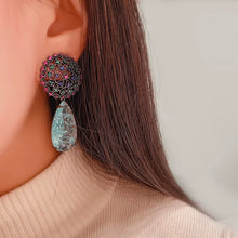 Load image into Gallery viewer, Fashion Blue Broken Cubic Zirconia Luxury Elegant Drop Bridal Earring for Women Vintgage Flower Wedding Jewelry