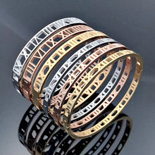 Load image into Gallery viewer, Hot Classic Design Hollow Roman Numeral Bracelets & Bangles Beautiful and Elegant Fine Jewelry for Women Stainless Steel Bangle