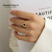 Load image into Gallery viewer, 2025 New Classic Black Disc Roman Numeral Stainless Steel Open Rings Gothic Girls Fashion Jewelry Party Luxury Rings for Woman
