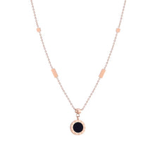 Load image into Gallery viewer, Classic Titanium Steel Roman Numeral Black and White Disc Pendant Necklace Fashion Korean Jewelry Unusual Woman‘S Clavicle Chain
