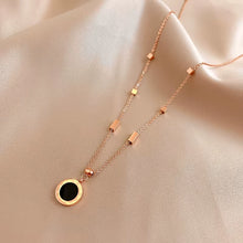 Load image into Gallery viewer, Classic Titanium Steel Roman Numeral Black and White Disc Pendant Necklace Fashion Korean Jewelry Unusual Woman‘S Clavicle Chain
