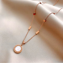 Load image into Gallery viewer, Classic Titanium Steel Roman Numeral Black and White Disc Pendant Necklace Fashion Korean Jewelry Unusual Woman‘S Clavicle Chain
