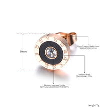 Load image into Gallery viewer, Trendy Stainless Steel Black Acrylic Circle Roman Numeral Wedding Earrings for Women CZ Crystl Earrings Jewelry E19072
