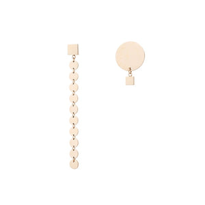 Trendy Brand Asymmetry Round Geometric Dangle Earrings Long Chain Temperament
