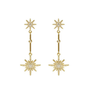 Classic crystal star long earrings for women with earrings