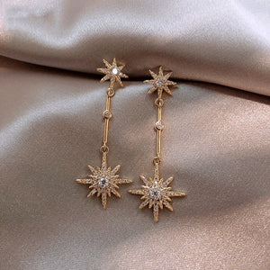Classic crystal star long earrings for women with earrings