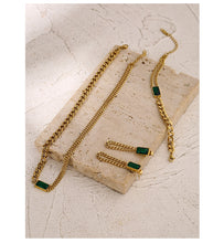 Load image into Gallery viewer, Classic Gold Stainless Steel Sets for Women Green Zirconia Chain Collar
