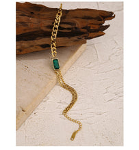 Load image into Gallery viewer, Classic Gold Stainless Steel Sets for Women Green Zirconia Chain Collar
