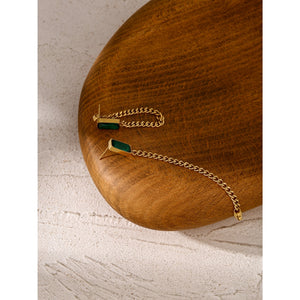 Classic Green Crystal Chain Drop Earrings for Women