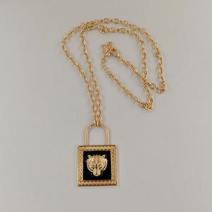 Cool Fashionable Exaggerated Black Lion Head Lock pendant