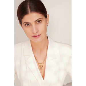 2021 Trendy Charm Metal Crystal Lock Key Pendant  Statement Necklace