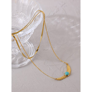 New Moon Leaves Plant Neckalce Stainless Steel 18K Metal Gold plated