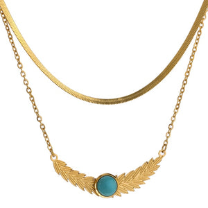 New Moon Leaves Plant Neckalce Stainless Steel 18K Metal Gold plated